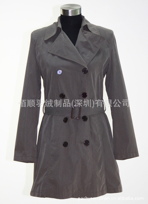 【廠家批發(fā)供應女裝修身長款風衣大衣配腰帶工廠生產(chǎn)訂制 054】價格,廠家,圖片,服裝加工,佰順羽絨制品(深圳)-